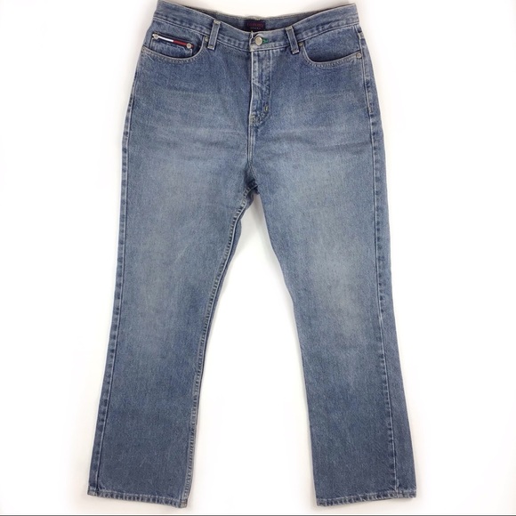 Vintage Tommy Hilfiger jeans boot cut spell out flag faded 80s 90s y2k size 29 - Picture 2 of 11